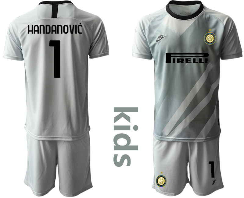 Youth 2020-2021 club Inter Milan grey goalkeeper #1 Soccer Jerseys